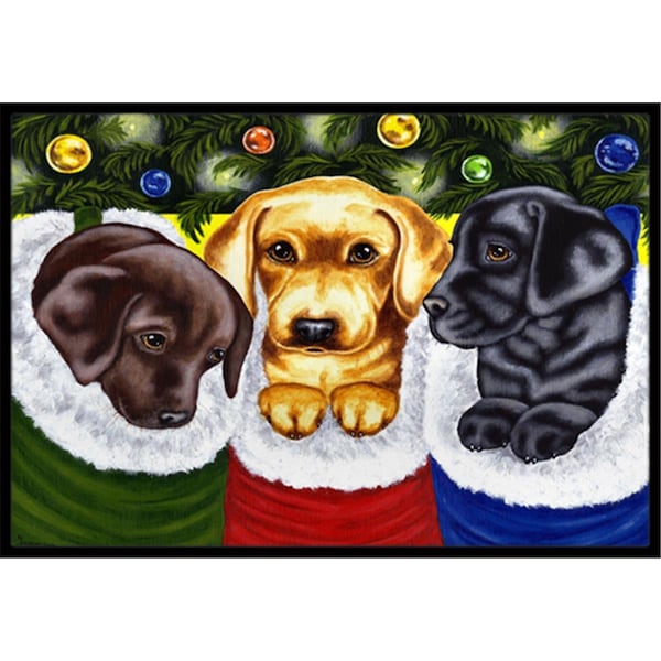 Carolines Treasures Christmas Stocking Surprise Labrador Indoor or Outdoor Mat- 18 x 27 AMB1315MAT - main